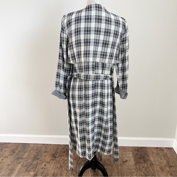 BCBGeneration Duster Draped Belted Trench Jacket Kimono Top Plaid Check Medium - Picture 9 of 9
